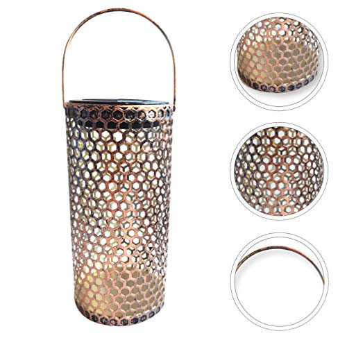 Hemoton Lanterna Movida a Energia Solar Lanterna Suspensa de Ferro Luzes Ocas Ao Ar Livre Luz Noturn