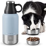 Fawkes & Co Portable Dog Water Bottle - 32oz Insulated Stainless Steel Dog Water Bottle with Bowls -