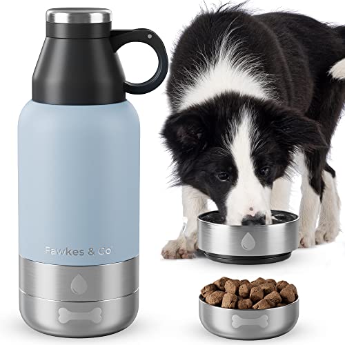 Fawkes & Co Portable Dog Water Bottle - 32Oz Insulated Stainless Steel Dog Water Bottle With Bowls - Dog Travel Dispenser Water Bottle Portable Dog Bowl - Water Bottle For Dogs On The Go (Blue) #TOP27