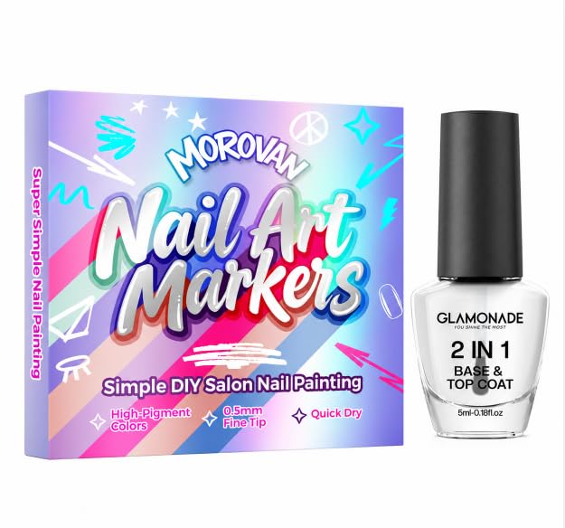 Glamonade Nail Art Markers for Kids: WaterBased Quick Dry Safe Manicure Gift Set for Tweens & Teens...