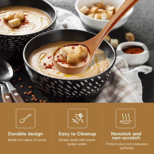 Wooden Soup Ladle, Large Wooden Scoop Spoon Long Handle Spoons For Cooking,10.8Inch Large Spoons For Kitchen, Ladles For Serving, Nonstick Cooking Utensils (Wood) #TOP2