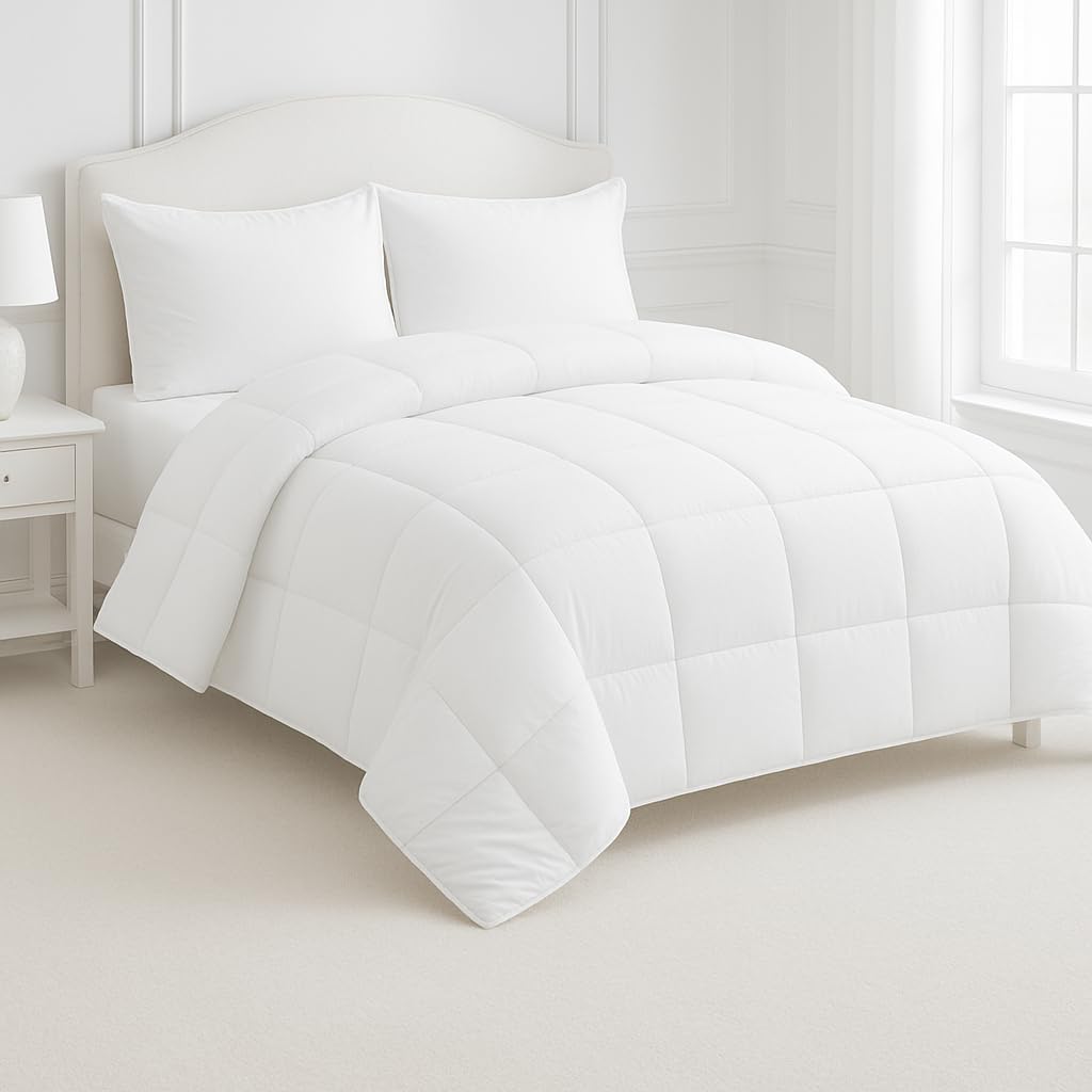 Comforter for Heavy Winter Bed Single Bed - 500 GSM Ultra Warm Quilt Blanket/Rajai - White - Down Alternative Microfiber Duvet Insert with Corner Ties - Winter Season Premium-image-27
