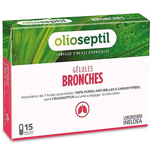 OLIOSEPTIL - Gélules Bronches - Complexe d'huiles essentielles pures - Gélules végétales L-Vcaps® - Dès 15 Ans - Aide à dégager les bronches et assainir les voies respiratoires