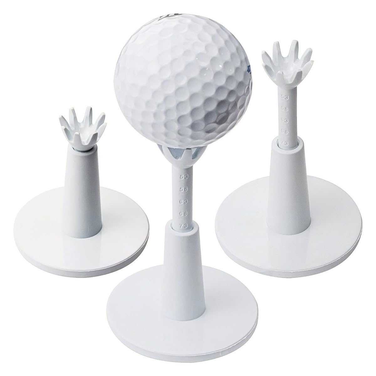 3 Piezas de Soporte de Bola de Golf Ajustable de Goma Suave y Altura Ajustable, Accesorios de Entrenamiento de Golf de plástico Blanco
