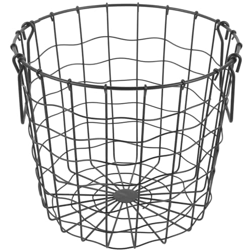 TIDTALEO Cesta Redonda de Alambre para Almacenamiento de Leña con Asa Plegable Portadora de Madera de Gran Capacidad y Resistente para Interior y Exterior Negro