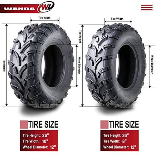 Image of WANDA Set 6 ATV UTV Tires (2) 26x8-12 F & (4) 26x10-12 R 6PR 6 Wheeler | Lite-Mud Series All Terrain Hybrid Agil & Versatile