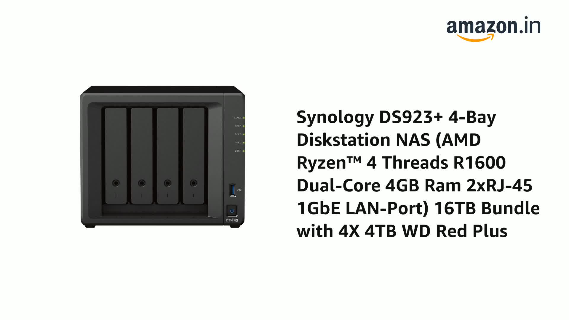 DS923+ NAS 4ベイ NAS Synology Diskstation DS923+ 4-Bay (AMD Ryzen ¢ 4 Threads R1600