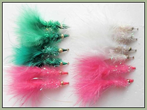 12 goldhead Nomad Leurre de pêche Mouches - Rose, blanc et vert Cover