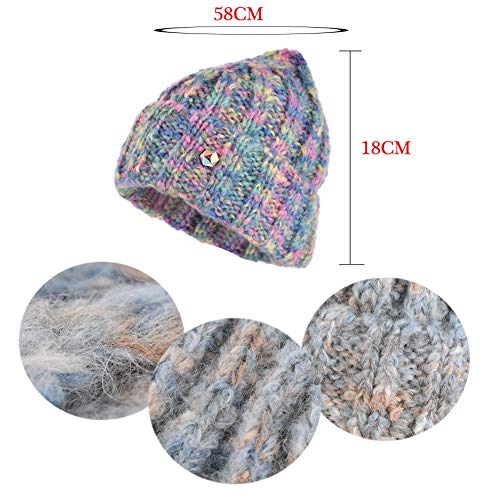 Bonnet en tricot pour dames chaud et doux multicolore