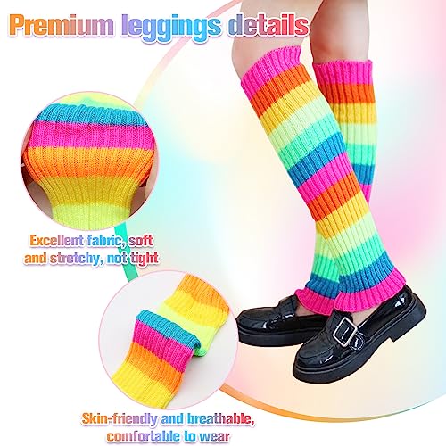 SPOKKI Leg Warmers Fishnet Gloves Headband Wristbands Neon Set, 80s Women Fancy Dress Costume Accessories - Image 4