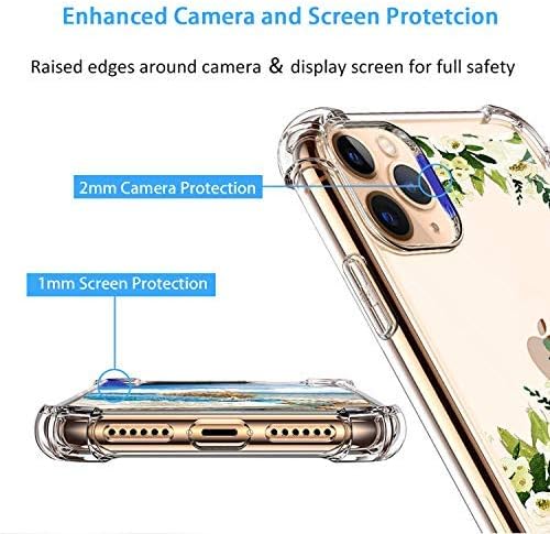 hepix Floral Case Compatible with iPhone 11 Pro Max 6.5 inch, White Roses Garden Flowers Design Case for Women, Slim Flexible Soft TPU Stylish Cute Raised Lips Anti-Scratch Shockproof Protective Case