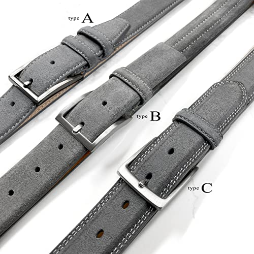 Image of Men's Belt Suede Full Leather Belt Casual Dress Leather Belt 1-3 /8 inch(35mm) Wide, Multi-Style Options
