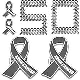 CrateGurus Co. 50 Pcs Brain Cancer Awareness Pins Bulk Brain Cancer Ribbon Pin Brain Tumor Pins Grey Cancer Awareness Lapel Pins Brain Cancer Awareness Items Grey Ribbon Awareness Support Pin Brain Tumor Awareness Products Brain Cancer Survivor Gifts