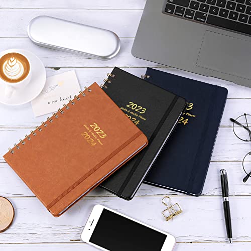 Planner 2023-2024 - Weekly & Monthly 2023-2024 Planner With Twin-Wire Binding, July 2023 - June 2024, 6.3" X 8.4", Hardcover With Monthly Tabs, Back Pocket, Thick Paper - Brown #TOP1