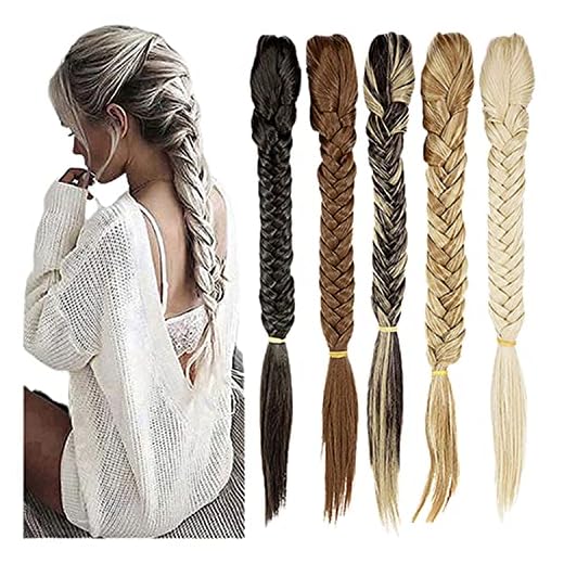 FUT 21" Long Fishtail Braid Ponytail Hair Extension Synthetic Claw Jaw Braiding Ponytail Hairpiece