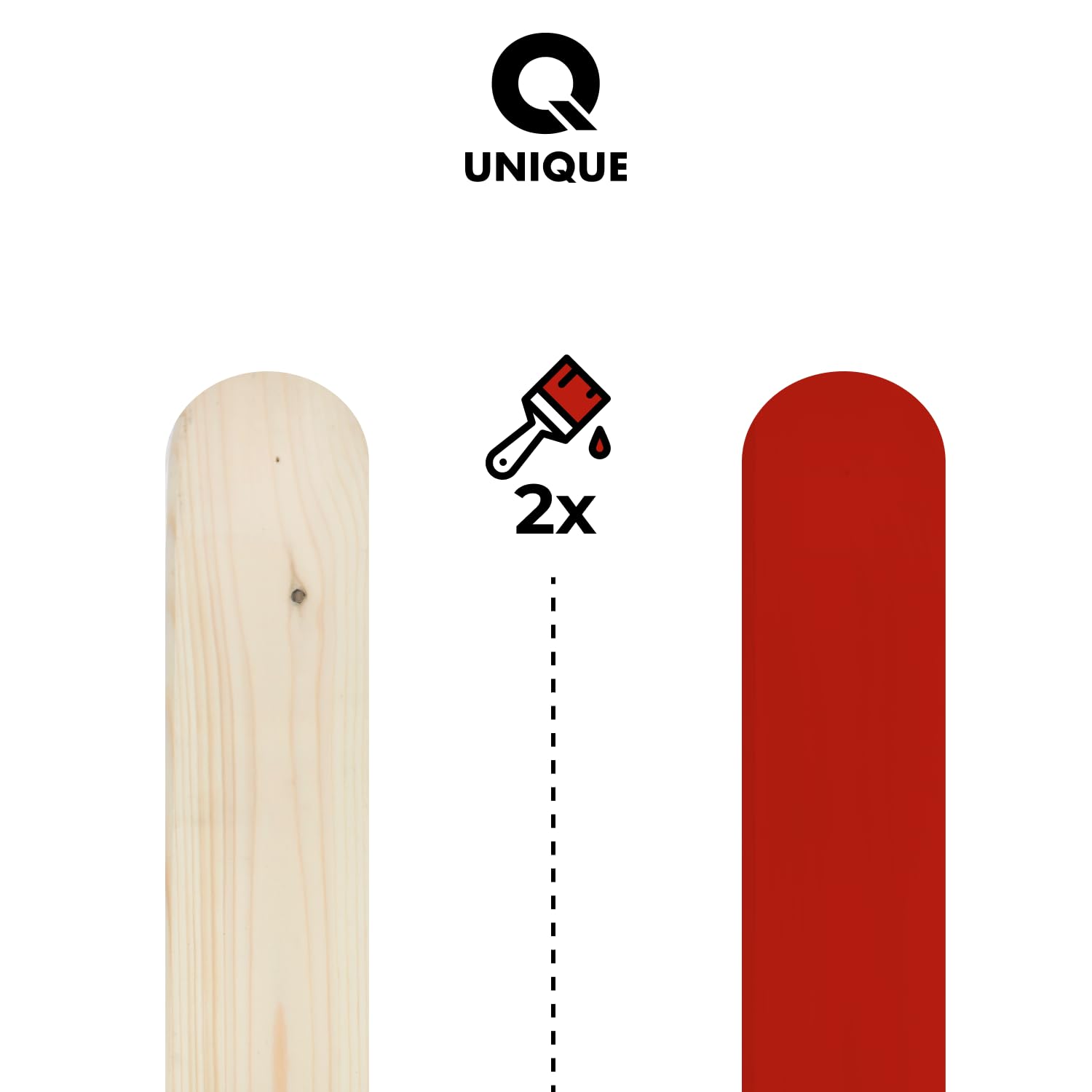Q UNIQUE Deckende Holzfarbe Innen & Außen – Wasserbasierte Wetterschutzfarbe für Holz, MDF, HDF & OSB – UV-beständig, wetterfest – Für Gartenmöbel & Holzzaun – Hochglanz, Satin, Halbmatt