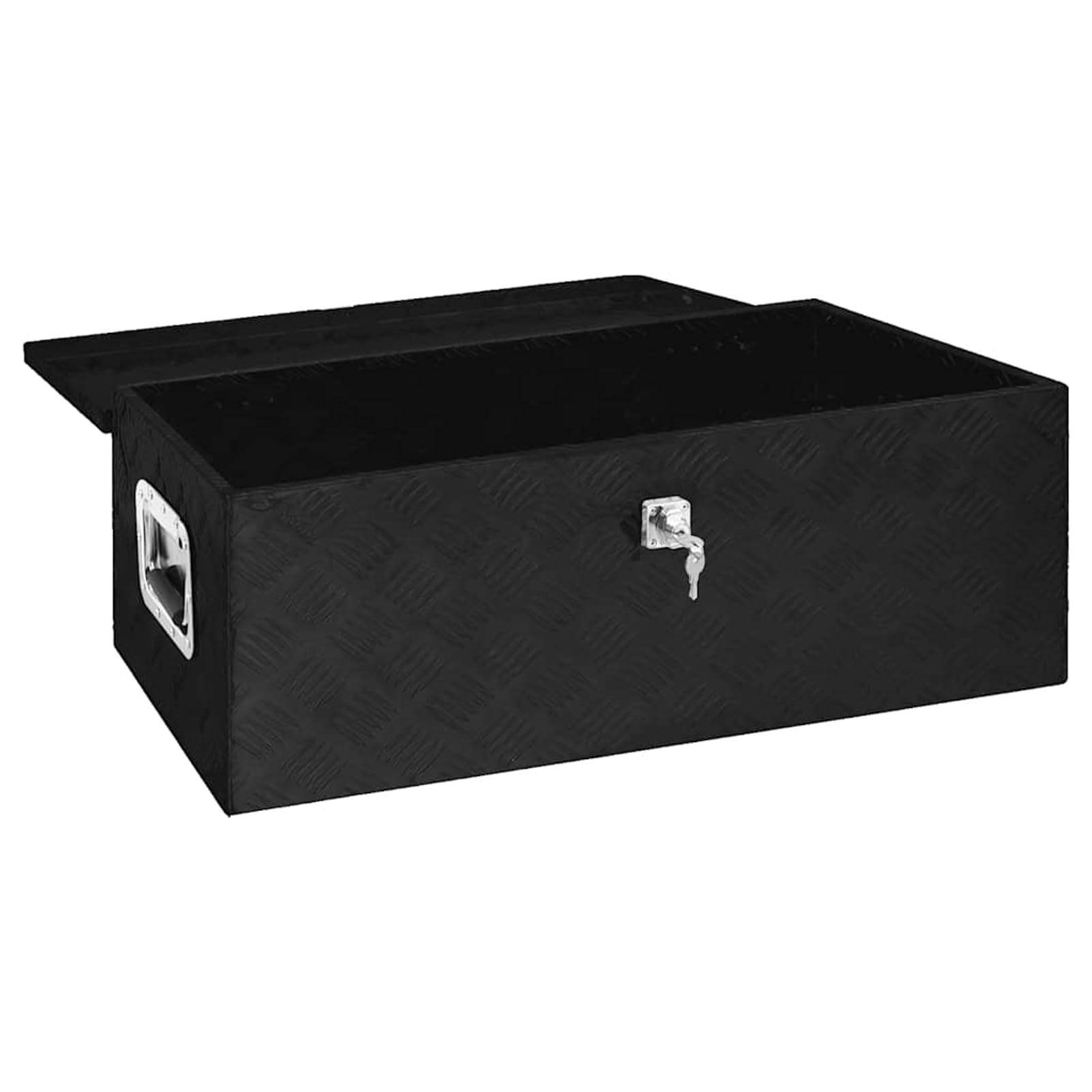 Homgoday Contenitore Portaoggetti Nero 90x47x33,5 cm in Alluminio, Cassapanca Contenitore da Esterno, Baule da Giardino Esterno