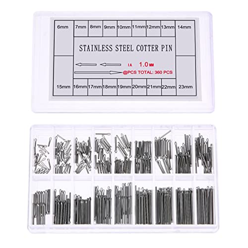 Hicello 360PCS 6-23mm Watch Band Link Cotter Pin Assortment, Stainless Steel Watch Bracelet Pin for Watch Band Repair Kit Dia. 1.0mm