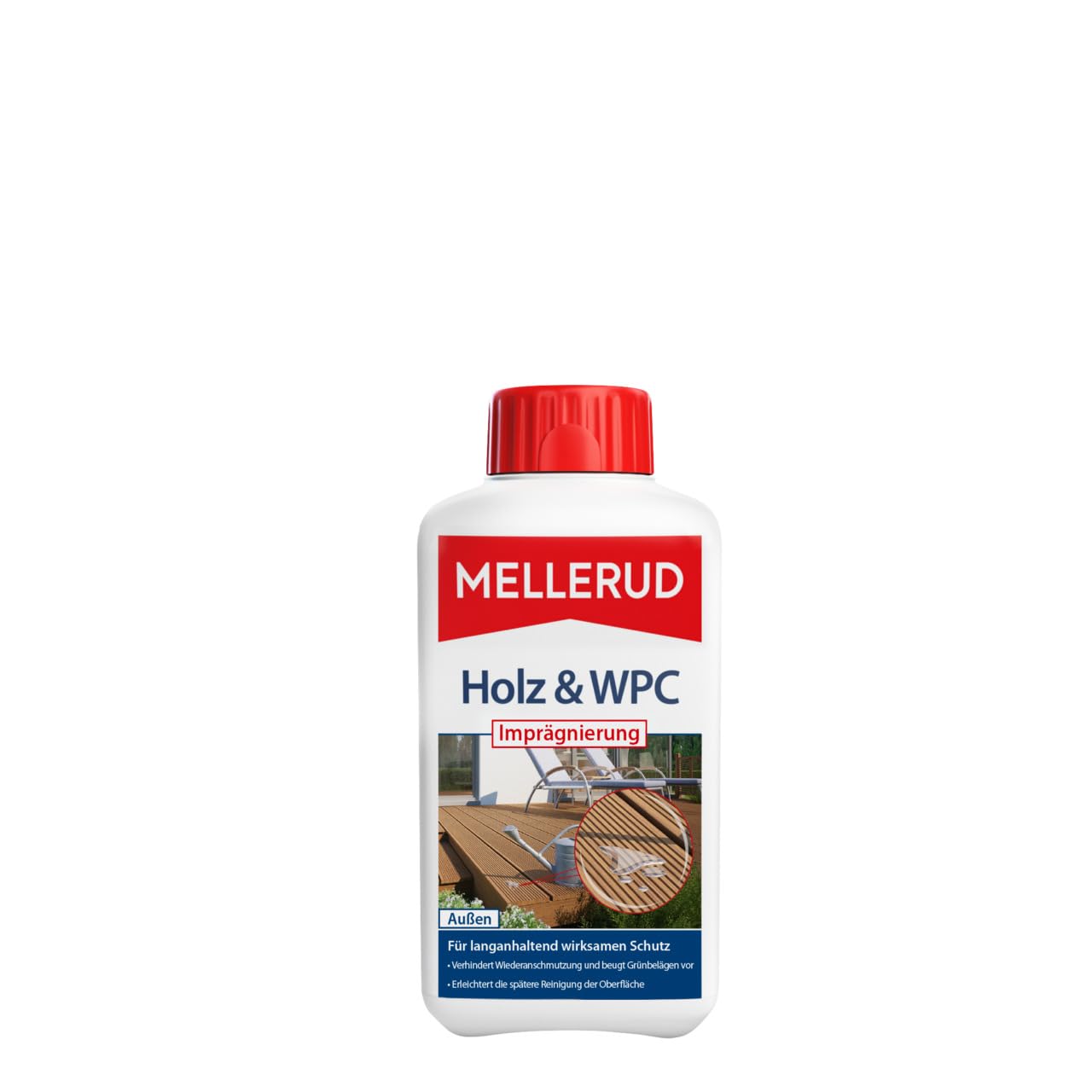 MELLERUD Holz & WPC Imprägnierung | 1 x 0,5 l | Wirksamer Langzeitschutz von Holz-, WPC- und BPC-Flächen im Außenbereich