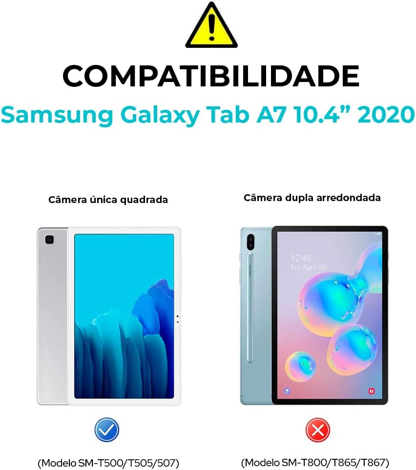 WB Capa Tablet Samsung Galaxy Tab A7 10.4” (modelos SM-T500/505/507) Apoio Multiangular Auto hibernação Antichoque Design Slim Estilo Tecido Azul Escuro