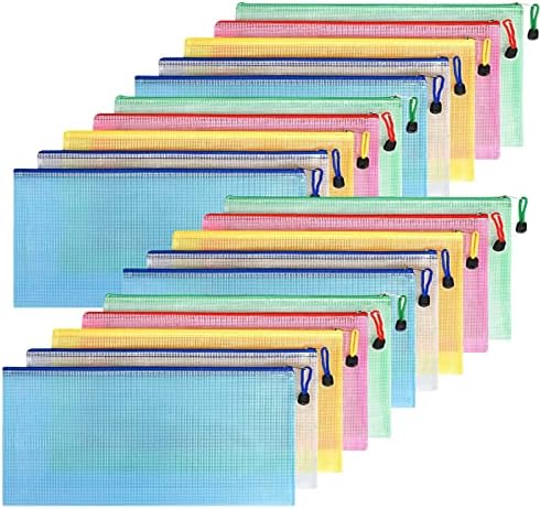 Fyy 3 Pcs Pencil Case Set, Clear Exam Pencil Pouch, Mesh Zipper Pen Pouch, Nylon Pencil Storage Pouch, Makeup Bag for Women, Portable Office Stationery Pouch for Students Adults Pack 1