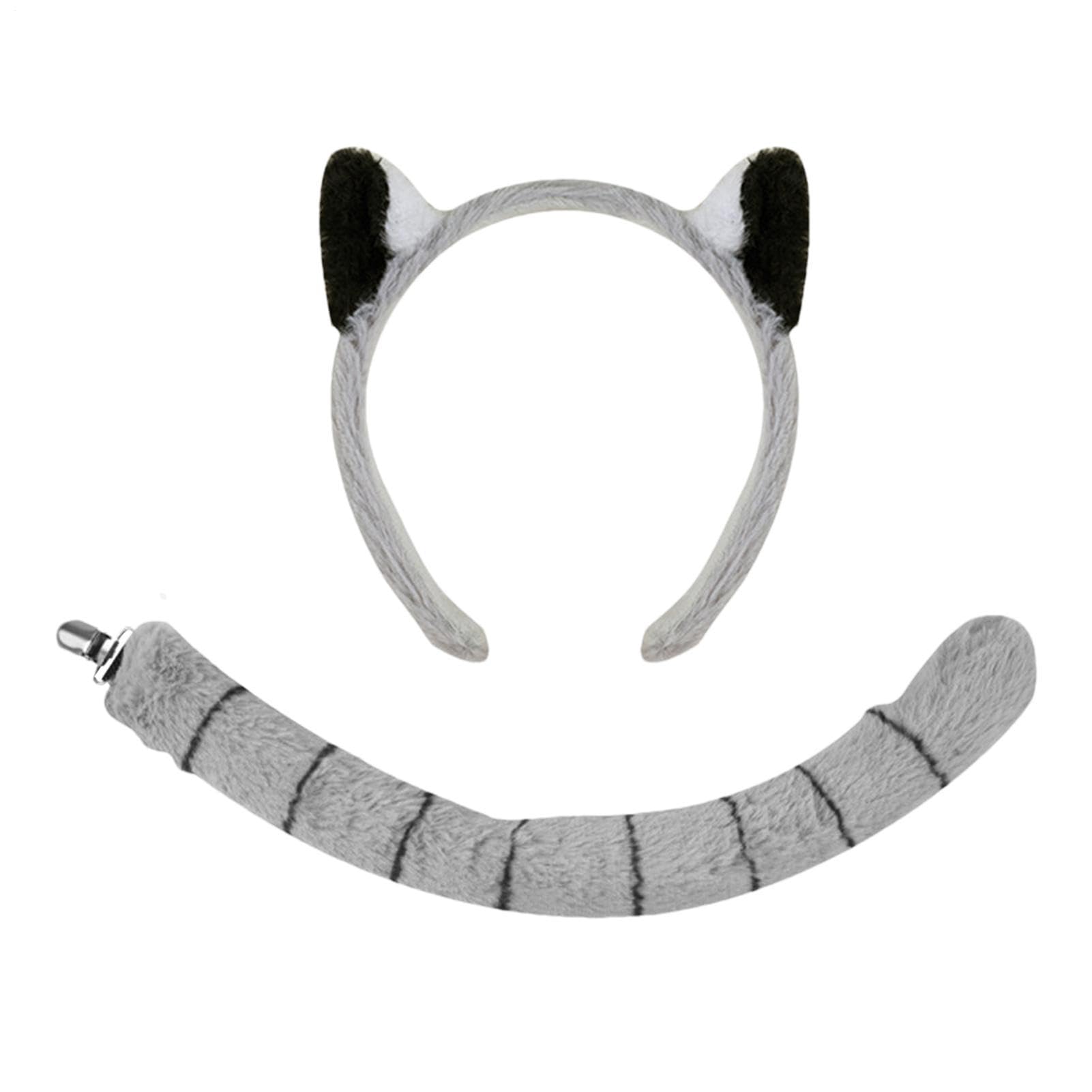 Lemur Animal Costume Set – Kids Dress Up Ear And Tail Accessory Kit, Cosplay Headband Outfit For Carnival Stage Party Masquerade Performance | Ideal Choice For Boys Girls Holiday Role Play Fun