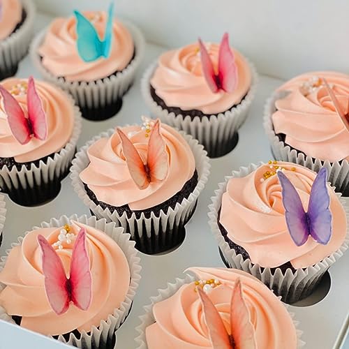 SS Cohen Edible Wafer Glutinous Paper Butterflies for Birthday Cake Decorating include 48 Pcs Colorful Small Pastel Cupcake Topper Decorations, Birthday Cake Topper (Mixed Colour)