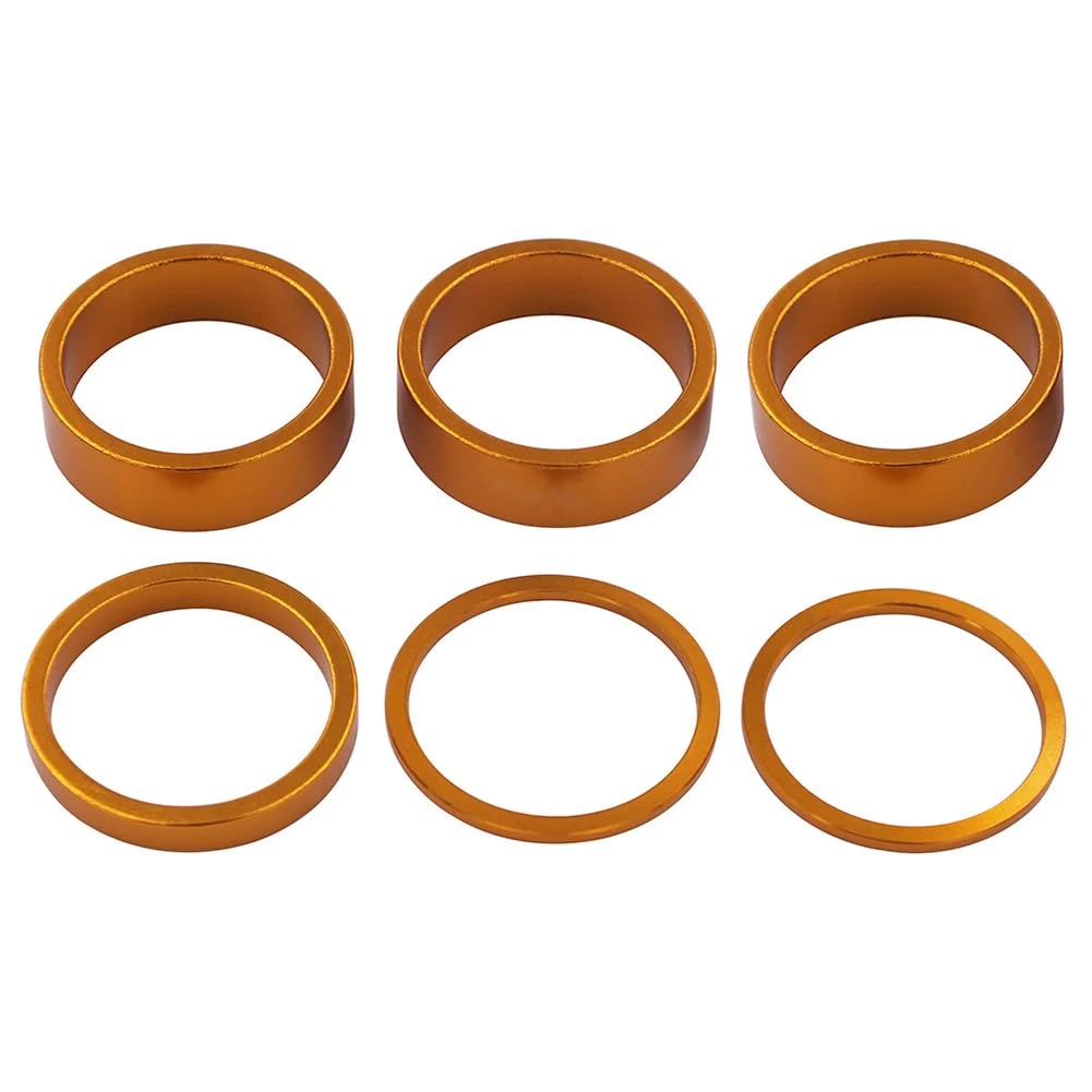 Tuulizz Headset Spacer for Bicycle, 4 Sizes Road Bicycle Stem Headset Spacers Kit for 1-1/8 Inch Stem, 2mm 3mm 5mm 10mm(Gold)