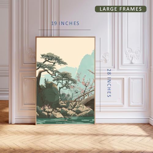 Image of Gamya Framed Japan Samurai Theme Wall Painting Posters For Office, Living Room, Bedroom Wall Decor - Japanese Japandi Samurai Aesthetic Room Decor (River, 19x29 Inches, Framed)
