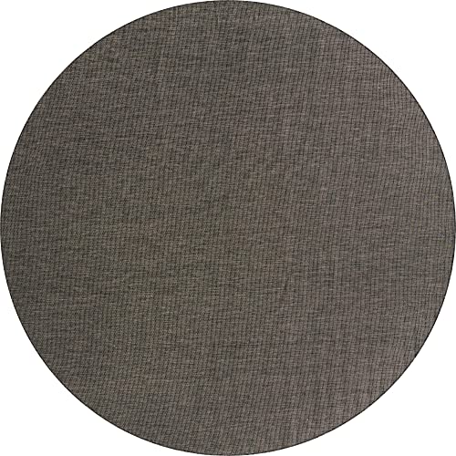 Unique Loom Collection Casual Transitional Solid Heathered Indoor/Outdoor Flatweave Area Rug (13′ Round, Black/Ivory)