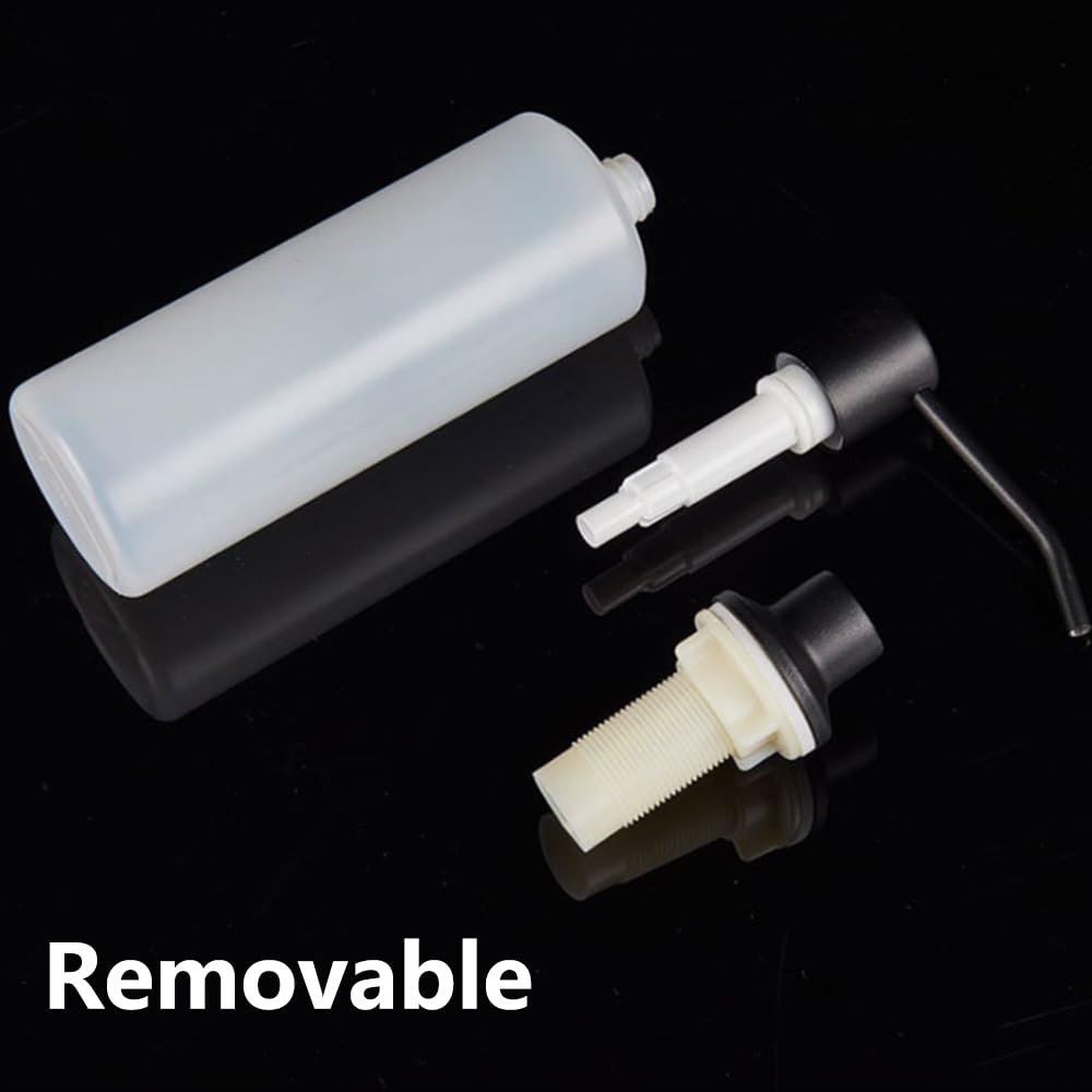 Dispensador de jabón integrado para fregadero, dispensador de cabezal de bomba de acero inoxidable de 300 cc, dispensador de detergente líquido para cocina, baño, lavavajillas, plateado