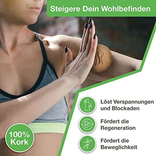 BACKLAXX® Faszienball Set 5 & 7 cm aus Kork mit Beutel | Massageball für Füße & Selbstmassage | Lacrosse Ball Alternative | antibakterielle Massagebälle | GRATIS eBook 3