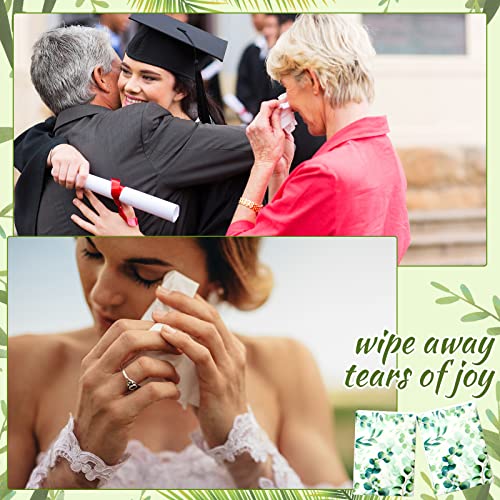 Image of Geyee 100 Pcs Travel Tissue Packs Bulk 3 Ply Pocket Tissues 1000 Sheet Small Personal Facial Tissues Cute Individual Facial Tissue Packs for Wedding Party Favors(Eucalyptus Leave)