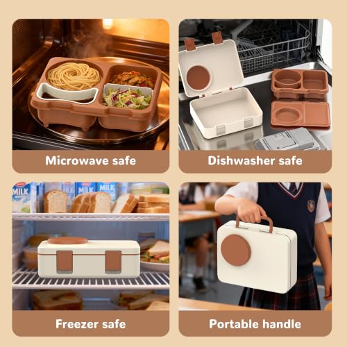 Image of Bento Box for Kids, Leakproof Kids Lunch Box with 8.5OZ Thermo Food Jar & Lunch Bag, 3-4 Compartments Toddler Insulated Lunch Box for Girls, BPA Free Lunch Containers for School Daycare