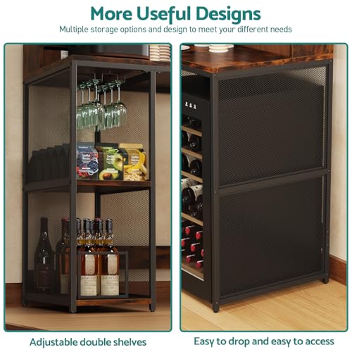 4-Tier Industrial Style Mini Fridge & Microwave Oven Stand (Rustic Brown) - image 5