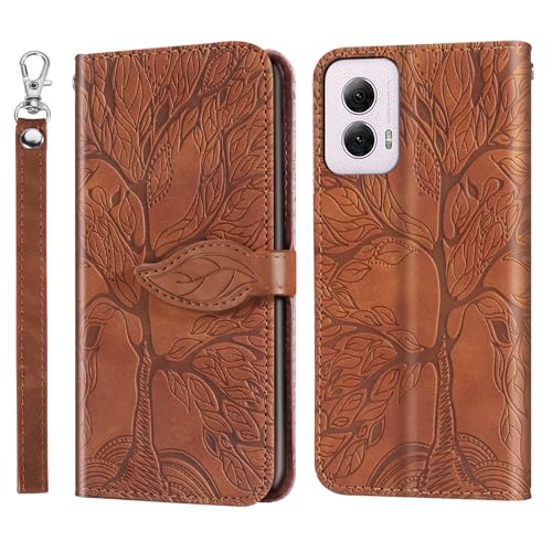 TIPOYOROO Case for Moto G Power 2024 Protective Flip Wallet Case Folio Book PU Leather Phone Case with Card Holder Lanyard Magnetic Closure-Brown