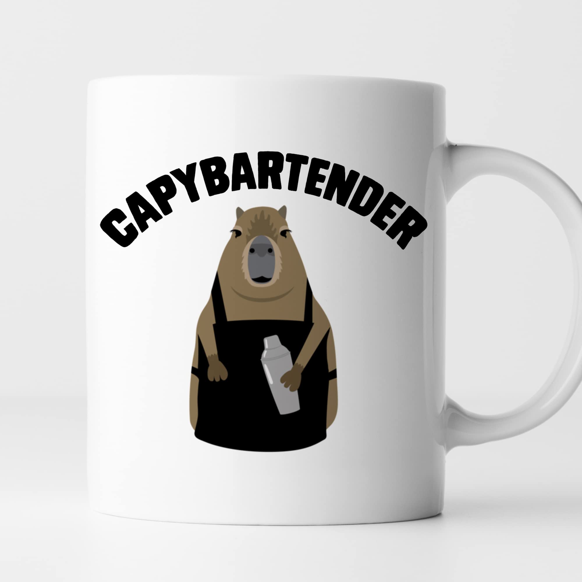 Capybartender Coffee Mug, Funny Capybara Mug, Cute Capybara Tea Mug, Capybara Lover Mug, Capybara Fan Mug, Ceramic Glossy Mug Gift for Family, Friends, Coworkers - 11 Oz