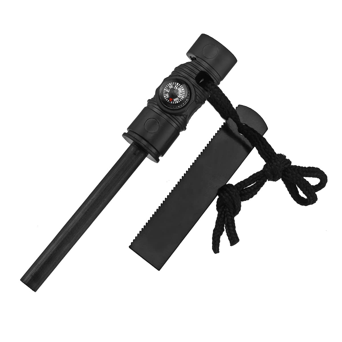 Feuerstarter mit Kompass, Paracord und Pfeife - Wasserdichtes Feuerstahl Survival Feuerzeug für Ihre Camping, Wandern und Rucksackreisen Ausrüstung Allwetter Magnesium Ferro Rod