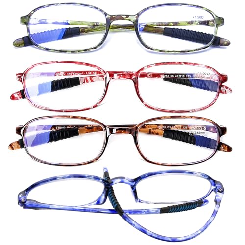 AQWANO 4 Pack Blue Light Blocking Reading Glasses