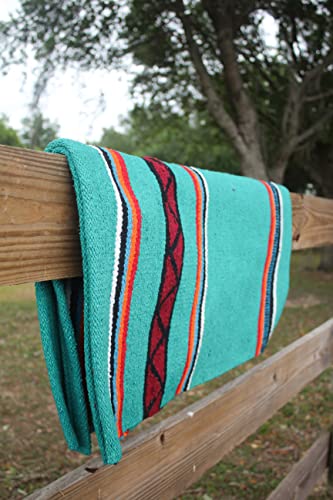 Tack Shack of Ocala- Reinsman Circle Y Diamond R Single Weave Blanket, Saddle Blanket, Saddle Pad, Single Weave Saddle Blanket, Western Saddle Blanket (Turquoise)