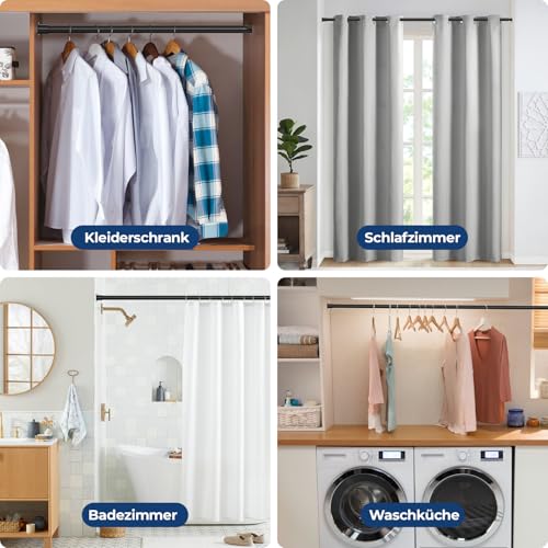 Mavivegue Kleiderstange Schrank, 42–106CM Kleiderstange Ausziehbar, Kleiderstange Wandmontage 32mm, Garderobenstange für Schlafzimmerschränke, Waschküchen und Wohnmobile-Schwarz
