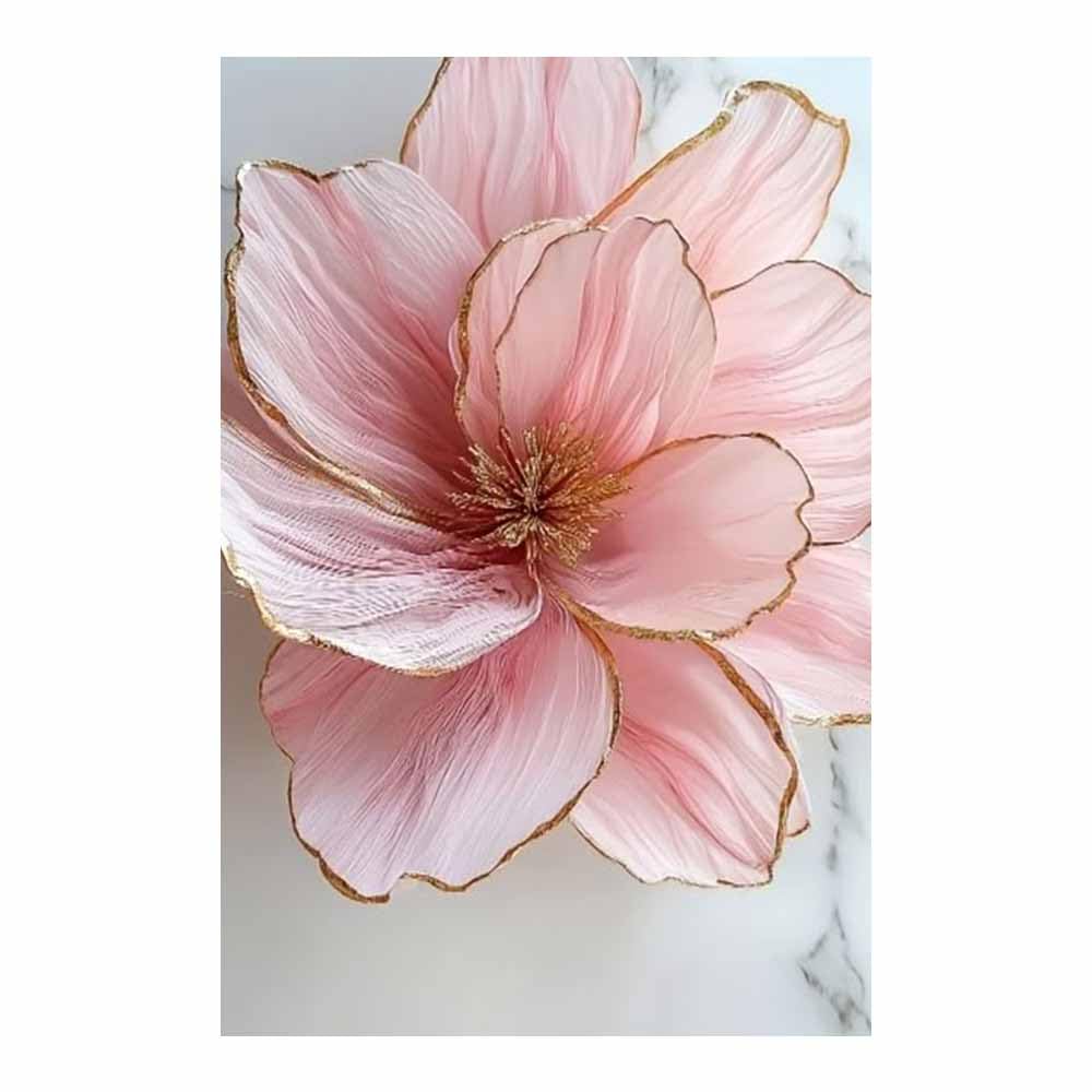 TERUEA Cuadros Decoracion Salon flor Lienzos decorativos Flor Rosa Ribete Dorado Cuadros Decoracion Salon yoga femenino flor salud Lienzos decorativos（Rosa-80x120cm1 Sin marco
