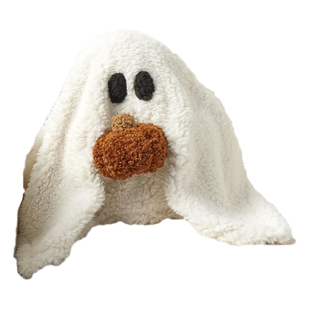 2023 Gus The Ghost with Pumpkin Pillow, Ghost Shaped Cushion Pillow, Cute Ghost with Pumpkin Stuffed Pillow, Halloween Home Decorations, Ghost Plush-Ghost With Pumpkin