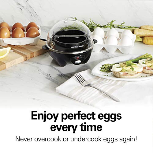 Hamilton Beach 3-in-1 Electric Egg Cooker for Hard Boiled Eggs, Poacher Eggs, Omelet Maker & Vegetable Steamer, Holds 7, Black (25507) by Hamilton Beach - Image 3