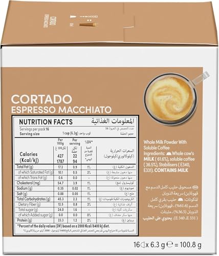 Image of Nescafe Dolce Gusto Cortado Espresso Macchiato Coffee Capsules, Powerful & Roasty, 16 Pods (Product Of UK) From DECADENT