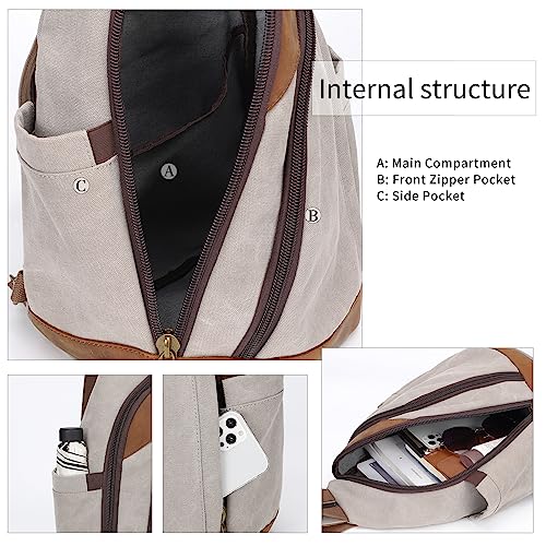 Image of Canvas Sling Bag - Crossbody Backpack Shoulder Daypack Rucksack for Men Women Outdoor Cycling Hiking Travel