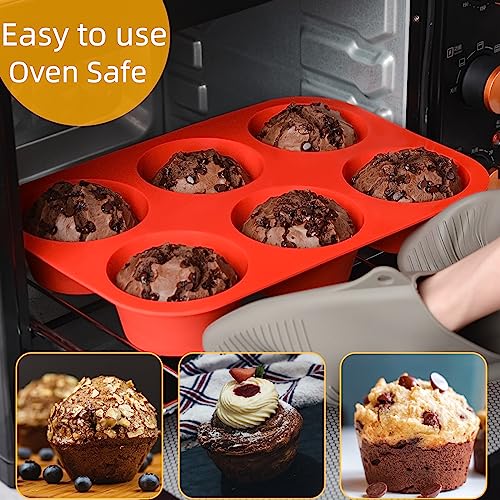 Image of CAKETIME Silicone Muffin Pan Set - Mini 24 Cups, Regular 12 Cups Cupcake Pan, Jumbo 6 Cups Muffin Pan Silicone Bakeware for Baking Set of 3