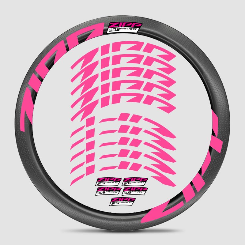 for Zipp Firecrest 303 Road Bike Carbon Wheel Decal Kit | Vivid Colors, Scratch-Resistant, Precision-Cut, UV-Protected (Pink + Style 9)
