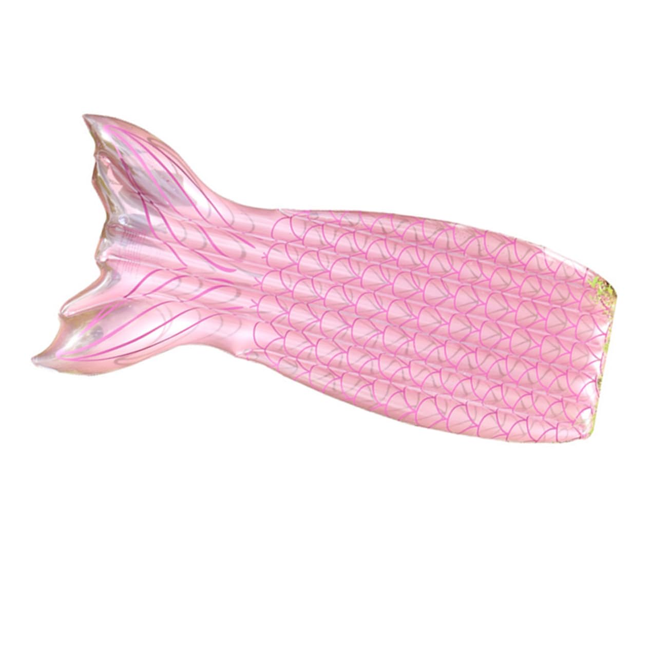 Mikikit Cama Flotante Inflable Forma Aleta de Sirena PVC Rosa para Piscina Uso en Exterior