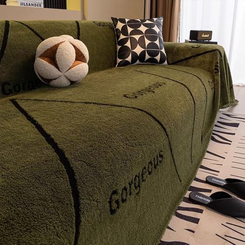 Highdi Funda de Sofá de Cachemir, Moderno Manta Cubre Sofa Universal Sofa Cover para 1 2 3 4 Plazas Couch Cover Protector (Verde,180x320cm)